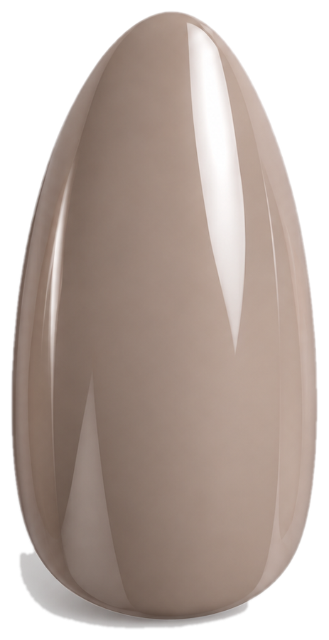 SET. 003 TAUPE almond press-on nail on white.