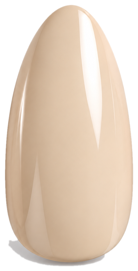SET. 002 BONE warm beige almond press-on nail on white.
