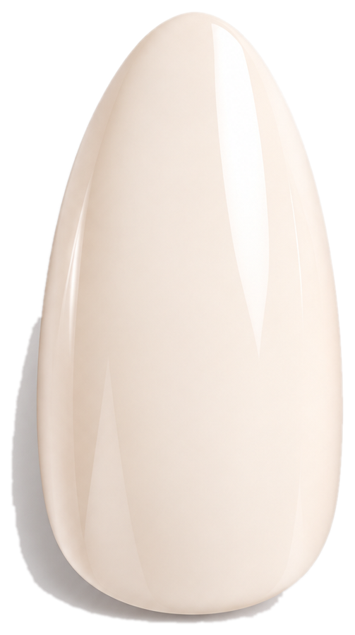SET. 001 MILK ivory almond press-on nail on white.